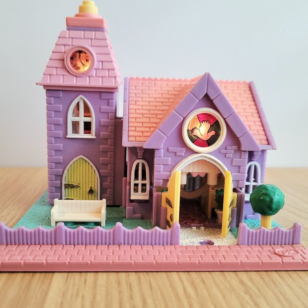 Vintage Polly Pocket Light-Up Wedding Chapel | Working Complete Set 1993